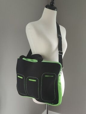 Black Neofit Neoprene Gaming Bag with Neon Green Accents - Adjustable Crossbody